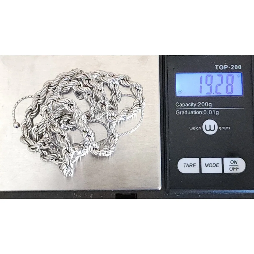 Vintage Milor 925 Sterling Silver Rope Chain 5mm Adjustable Necklace 18